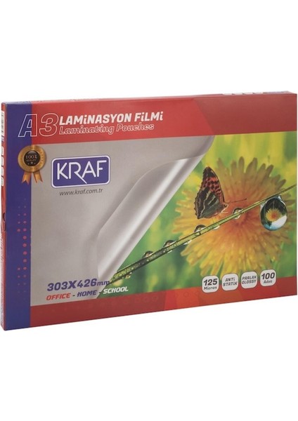 EKS Ticaret Kraf Laminasyon Filmi Parlak A3 125MIC 100LÜ 2123