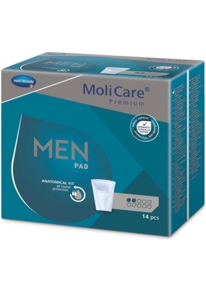 Hartmann Molicare Premium Men Pad 2 Damla Erkek Mesane Pedi Aktif Koruma 14 Lü