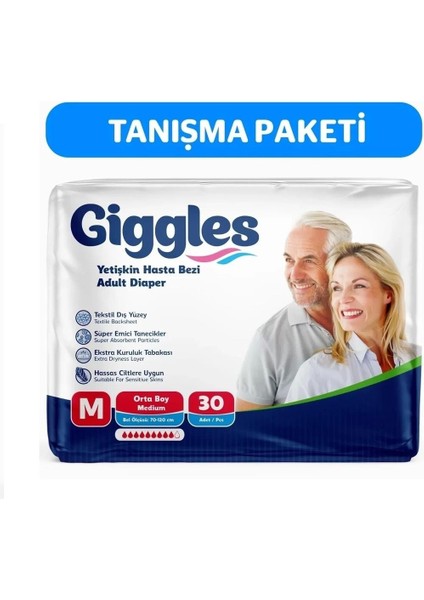 Yetişkin Bel Bağlamalı Hasta Bezi Medium 30'lu 1 Paket 30 Adet