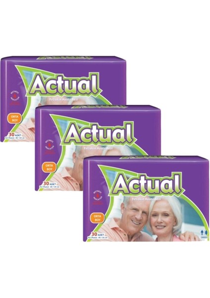 Yetişkin Hasta Bezi Bağlamalı Medium -Orta Boy / 30'lu -3 Paket 90 Adet
