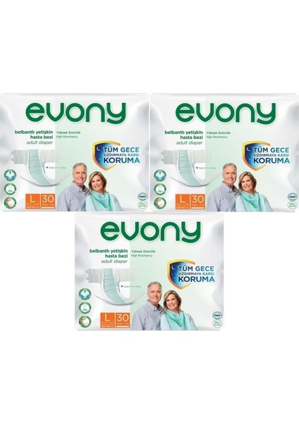 Hasta Bezi Yetişkin Bel Bantlı Tekstil Yüzey L-Büyük Boy 90 Adet (3Pk*30)
