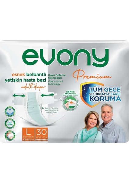 Premium Hasta Bezi Yetişkin Bel Bantlı Tekstil Yüzey L-Büyük 90 Adet fiyatları