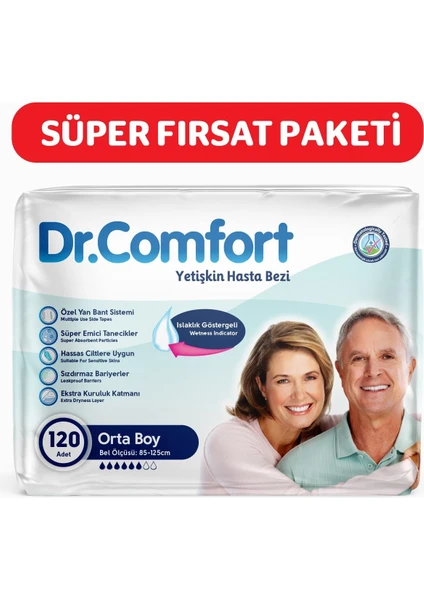 Dr.comfort Yetişkin Bel Bağlamalı Hasta Bezi Medium 30'lu 4 Paket 120 Adet