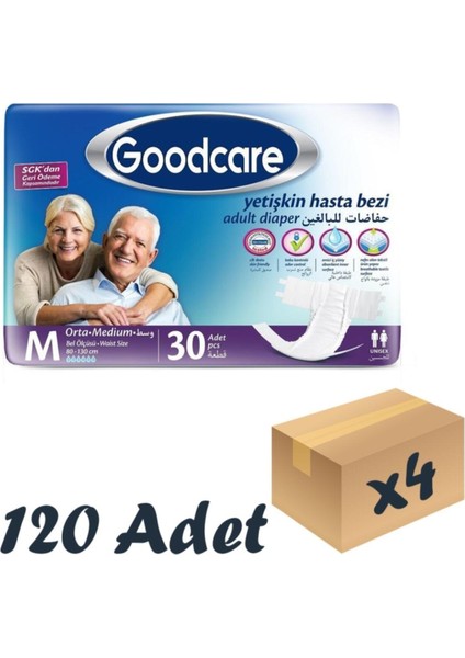 Goodcare Bel Bantlı Yetişkin Hasta Bezi Medium 30 Lu 4 Paket 120 Adet