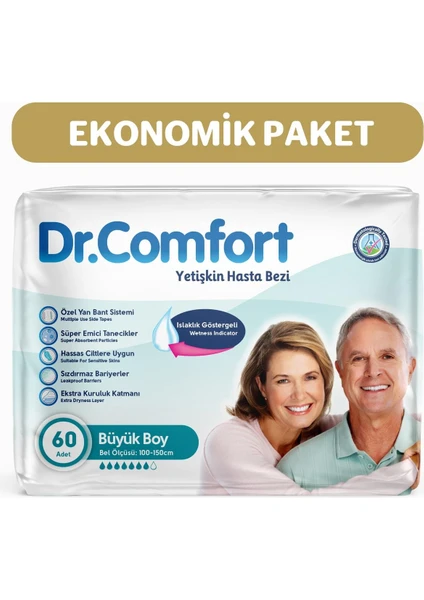 Dr.comfort Yetişkin Bel Bağlamalı Hasta Bezi Large 30'lu 2 Paket 60 Adet