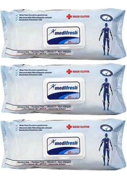 Hasta Sil 60'lı Vücut Temizleme Bezi Havlusu 60'lı 3 Paket