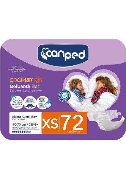 Belbantlı Tekstil Yüzeyli Ekstra Küçük Boy Çocuk Hasta Bezi (Xs) 72'li