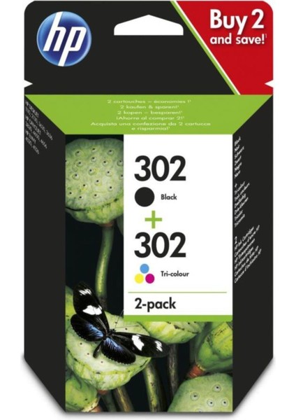 302 Black-Colour Siyah-Renkli Multipack Kartuş X4D37AE Hp