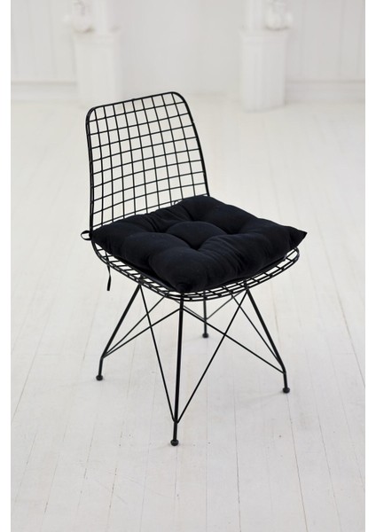 Pofuduk Siyah Kare Sandalye Minderi 40 x 40 cm