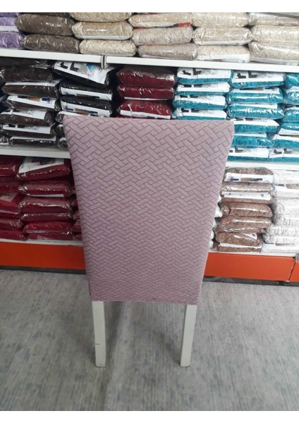Likrali Kümaş Desenli Sandalye Örtüsü, Lastikli, Esnekli Sandalye Kılıfı 6li