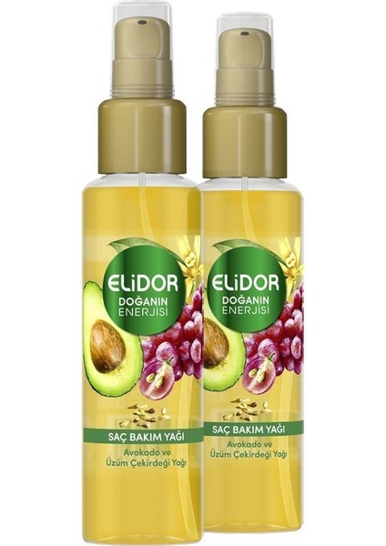 Doğanın Enerjisi Kalın ve Gür Saçlar Avokado, Üzüm Çekirdeği Özlü Saç Bakım Yağı 80 ml x 2