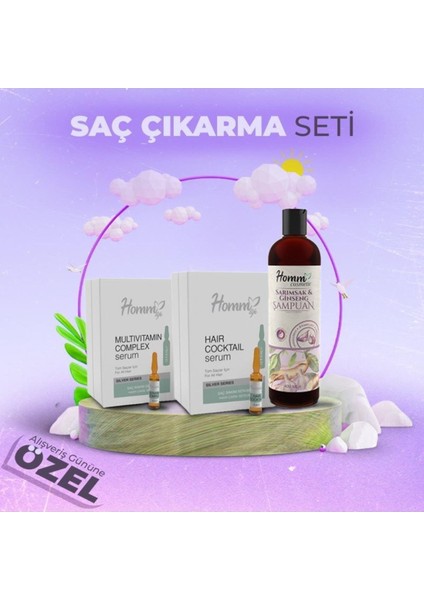 Saç Çıkarma Seti Multivitamin Serum 12 × 2 + Saç Cocktail Serum 12 × 2 + Sarımsak Şampuan 400 ml