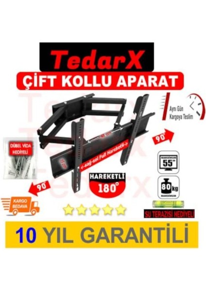 32''-42”-50''- 55'' Çift Kollu Hareketli Lcd-Led Tv Askı Aparatı