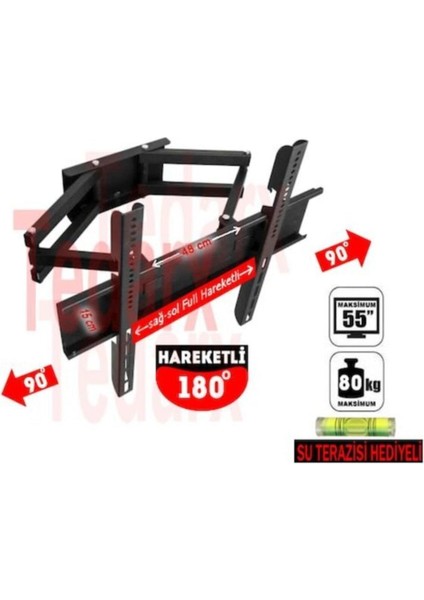 32''-42”-50''- 55'' Çift Kollu Hareketli Lcd-Led Tv Askı Aparatı