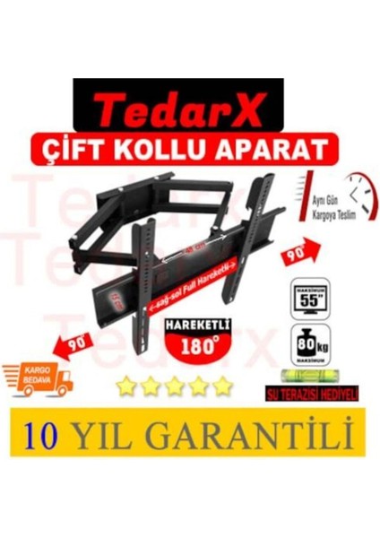 32''-42”-50''- 55'' Çift Kollu Hareketli Lcd-Led Tv Askı Aparatı