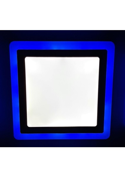Çift Renkli 18+6 W LED Panel Sıva Üstü Kare Spot Armatür (Mavi - Beyaz)