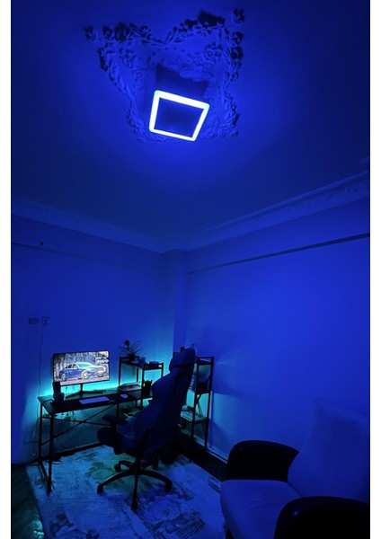 Çift Renkli 18+6 W LED Panel Sıva Üstü Kare Spot Armatür (Mavi - Beyaz) fırsatları