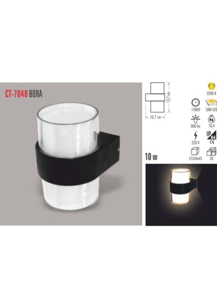 CT-7048 10W/3200K Bora LED Aplik (Günışığı)