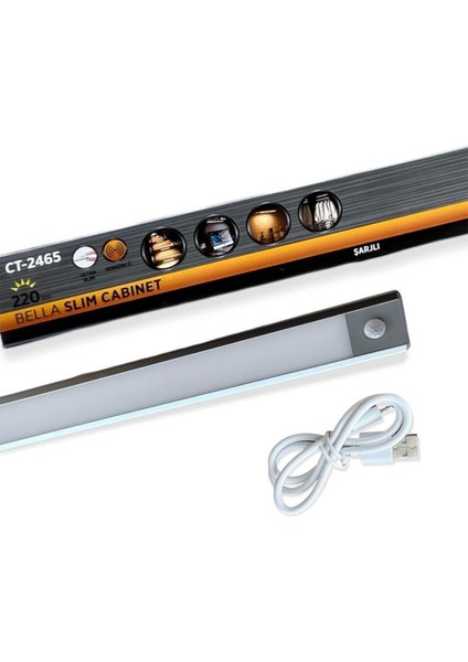 Cata 10 Watt Ledli Bella Cabinet USB Şarjlı Sensörlü Armatür CT-2464 Günışığı