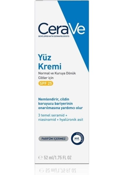 Normal ve Kuruya Dönük Cilt Tipleri Yüz Kremi Spf 25 52 ml