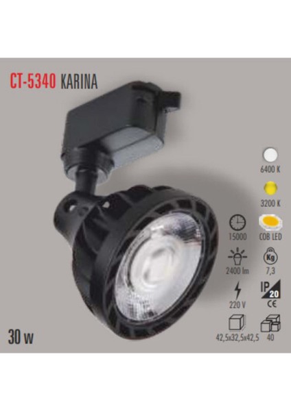 CT-5340 30W/6000K Karina LED Armatür(Ray Tip)(Beyaz)