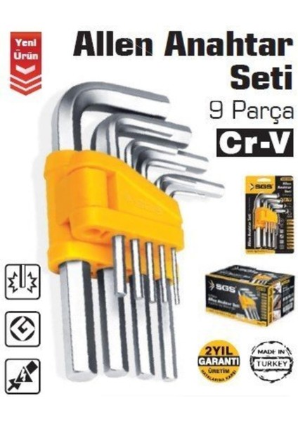 Sgs Allen (Alyan) Anahtar Seti 9 Parça Cr-V SGS1060