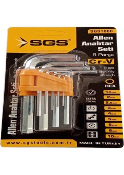 Sgs Allen (Alyan) Anahtar Seti 9 Parça Cr-V SGS1060 fiyatları