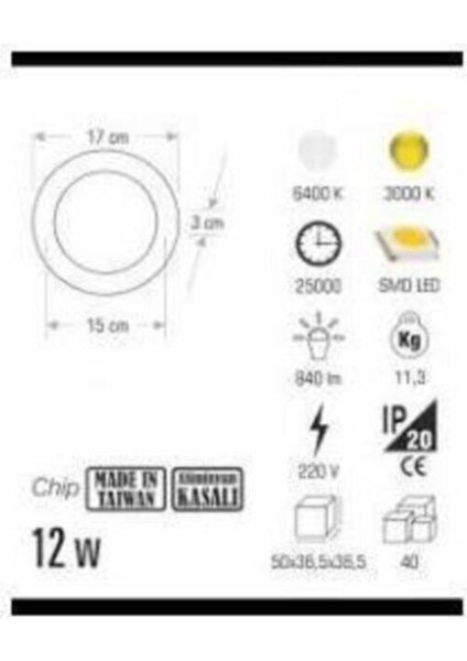 12 Watt LED Slim Panel 12W Beyaz LED Spot LED Panel Armatür // //CT-5147 //beyaz CT-5147 fiyatları