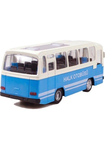 Oyuncak Metal Halk Otobüsü Pilli Sesli Işıklı Çek Bırak Özellikli Mavi Halk Otobüsü 15 cm fırsatları