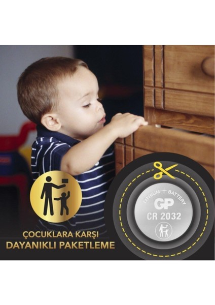 Batteries CR2032 Lityum Düğme Pil, 3 Volt, 5'li Kart GP2032