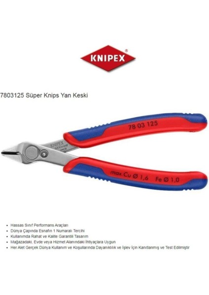 Knipex 78 03 125 Süper Knips Yan Keski Knipex 78 03 fiyatları
