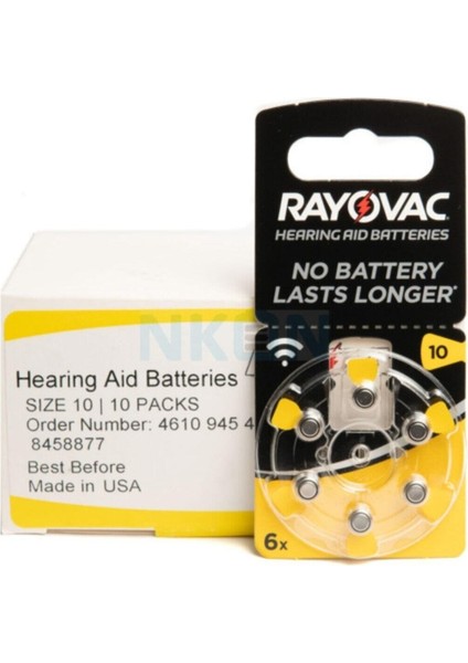 10 Numara Kulaklık Pili Işitme Cihazı Pili 10 Paket 60 Adet