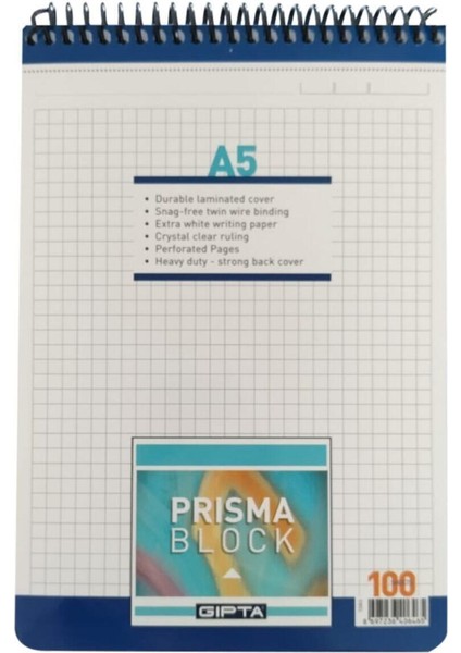 Gıpta Prisma Blok Karton Kapak Bloknot A5 100 Yp. Kareli 1380