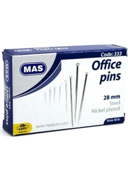 333 Toplu Iğne 28 mm 50 Gram (24 Kutu)