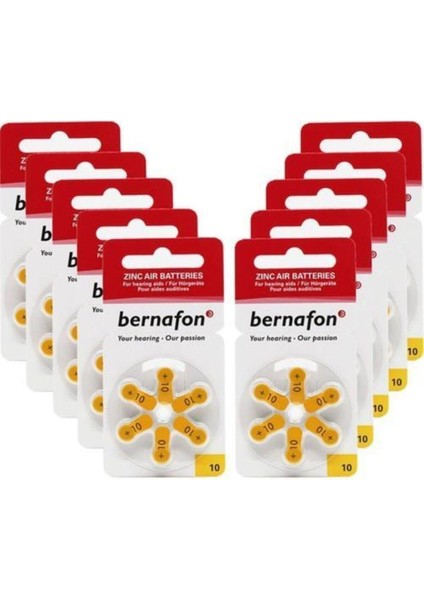 Bernafon Işitme Cihazı Kulaklık Pili No:10 (10X6=60