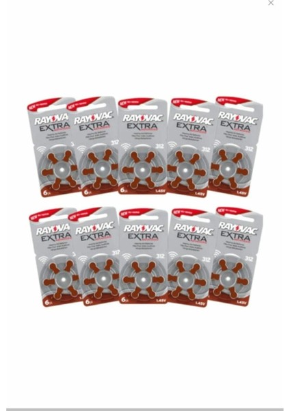 Extra Kulaklık Pili 312 Numara Işitme Cihazı Pili 6'lı 10 Paket