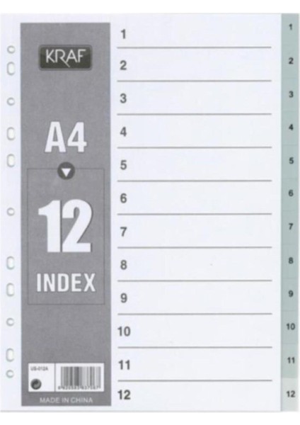 Ayraç A4 1-12 Rakam