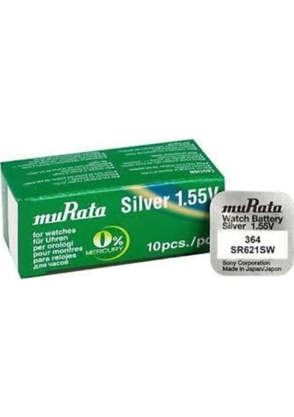 Murata SR621SW 364 1.5V Silver Yeni Tarihli Saat Pili 10 Lu