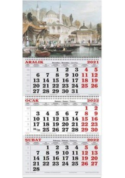 Keskin 3 Aylık Spiralli Jumbo Gravür 1 Denizci Takvim