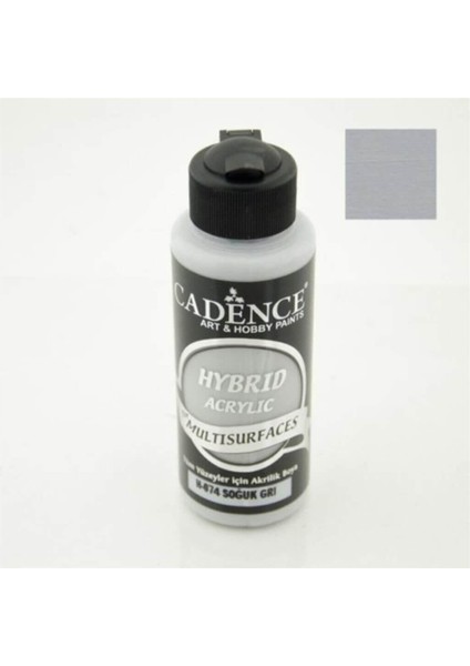 H-074 Hybrid Multisurface Akrilik Boya 120 Ml. H-074 Soğuk Gri