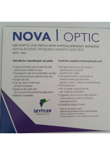 Nova Optik Göz Kapama Bandı Göz Pedi 5.6x6.9cm Çocuk 50 Adet 769288758914
