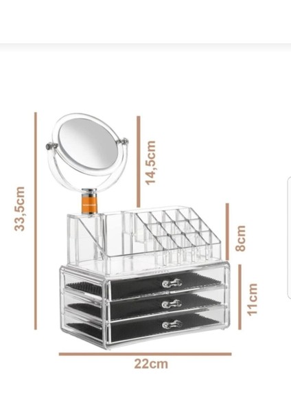 Plastik Çekmeceli Makyaj Takı Düzenleyici Organizer Aynalı 769629401795