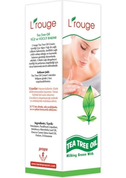 L'rouge Çay Ağ Kremi Tea Tree Oil Cream 100 Ml. Ucuk Pişik Sinek Isırığı