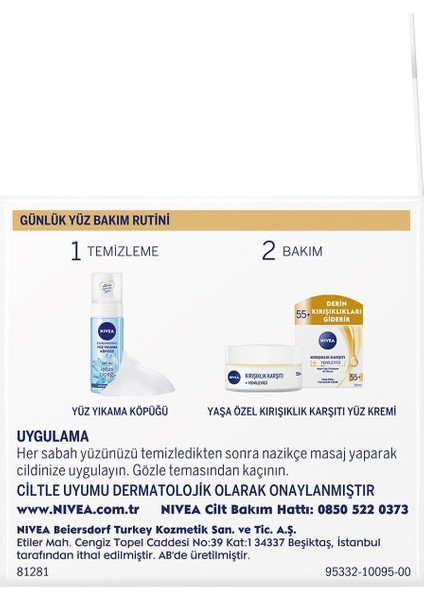 Karşıtı +Canlandırıcı Yüz Bakım Kremi Yaş 55 + 50ML,ARGAN Yağı ve Kalsiyum Içerir