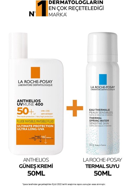 La Roche Posay La Roche-Posay Güneş Bakım Seti:anthelios Uvmune Yüz Güneş Kremi 50ML&TERMAL Su 50ML