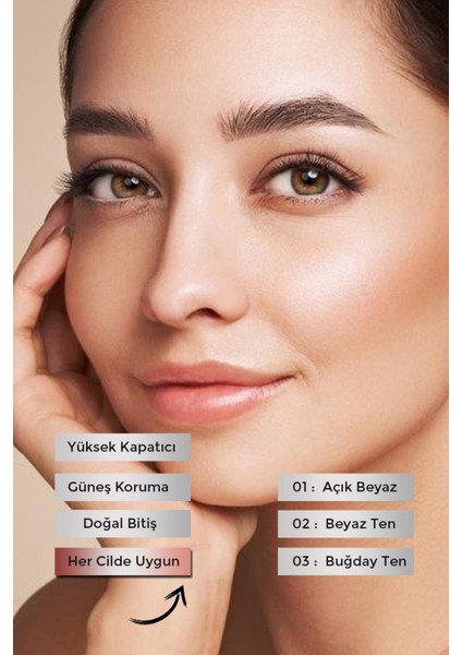 Mcellyn Saten Görünüm Porselen Fondöten Waterproof - 01 Açık Beyaz modelleri