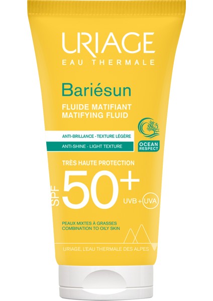 Bariesun MAT Fluid Spf 50+ 50 ml Karma ve Yağlı Ciltler için Yüksek korumalı Güneş Kremi Spf 50+