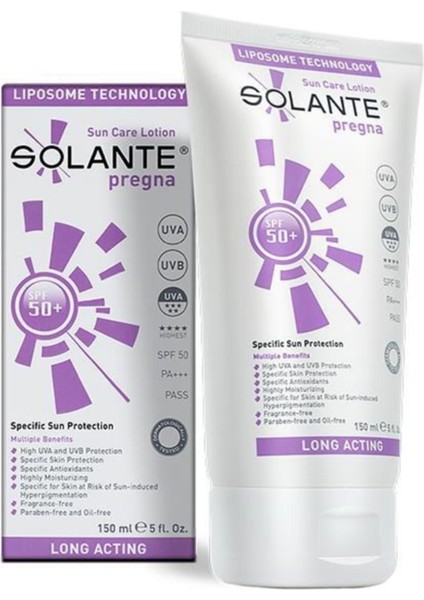 Solante Pregna Hamilelere Özel Güneş Losyonu SPF50 150 ml