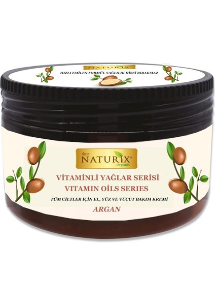 Vitaminli Yağlar Serisi Argan Yağı Özlü El Yüz Vücut Kremi 250 ml Yoğun Nem Terapisi