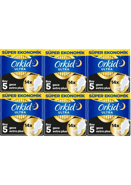 Ultra Hijyenik Ped Gece Ekstra Plus 14'lü 6 Adet